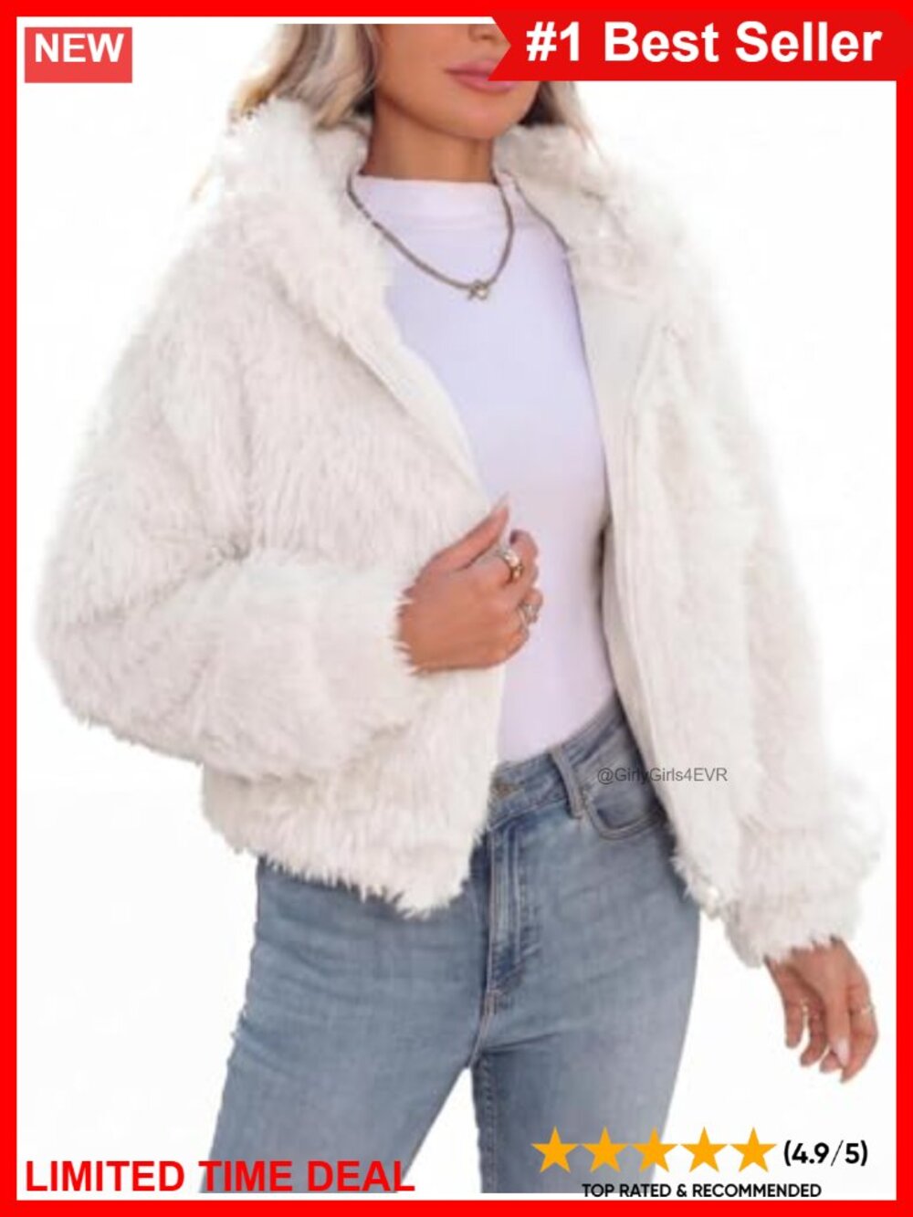 Faux Fur Cropped Hooded Zip Fleece Jacket